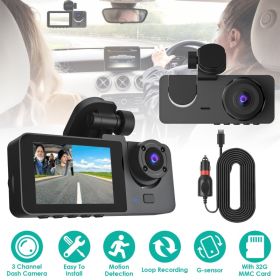 3-channel Car Camera With 32GB MMC Card (Option: black)